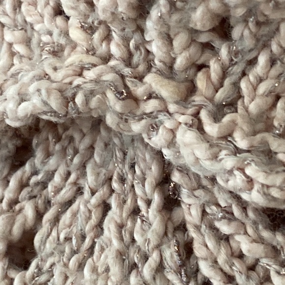 Anthro Little Yellow Bird Pink & Metallic Thread Open Weave Tunic Skater Sweater - Picture 9 of 11